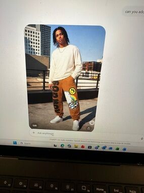 Arrow Tan Graphic Joggers with Multicolor Patches